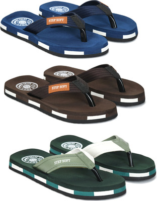 Stepsoft Men Slippers(Blue, Brown, Green , 10)