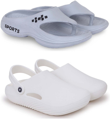 Kapani Fashion Men Slippers(Grey, White , 9)