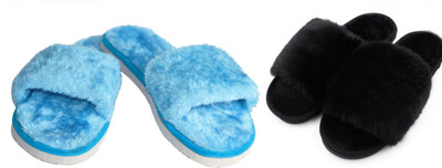 rexizone Women Flip Flops(Black, Blue , 7)