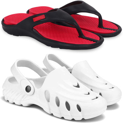 Kapani Fashion Men Slippers(Red, White , 7)