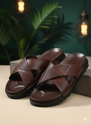 BIZORA Men Slippers(Brown , 11)