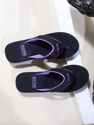 DOCTOR EXTRA SOFT Women Ortho-Care Diabetic Orthopaedic Comfort Dr Slippers Flip Flops(Black, Purple , 4)