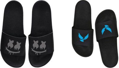 nvisan Men Slides(Blue, Grey , 9)