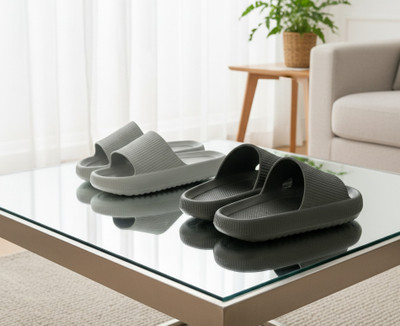 Ambit Men Slippers(Grey, Black , 8)