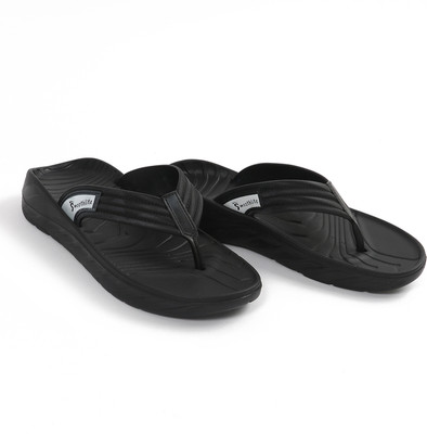 Smoothlite Men EVA Slipper with Canvas Strap Non-Slip Back Soft Daily, Bathroom, House slipper Flip Flops(Black , 10)