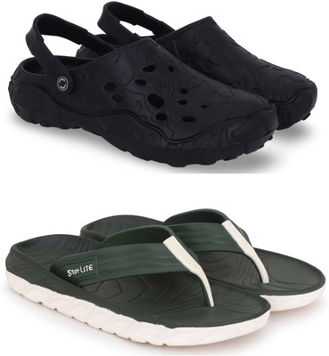 Pampy Angel Men Clogs(Black, Green , 6)
