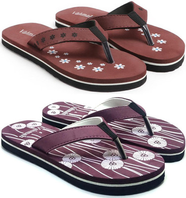 VAHMAH Women Slippers(Maroon, Maroon , 4)