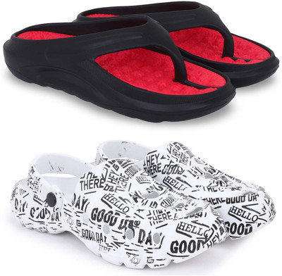 KAPYANSH Men Flip Flops(Red, White , 8)