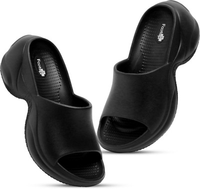 Footup Women Flip Flops(Black , 8)