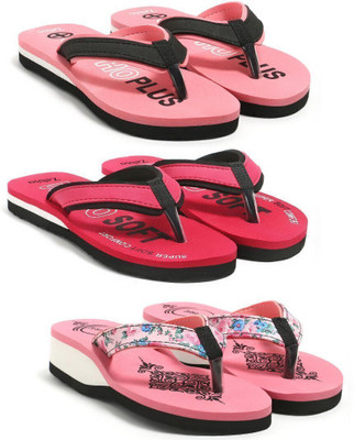 zebio Women Slippers(Pink, Black, Red, Black, Pink , 7)