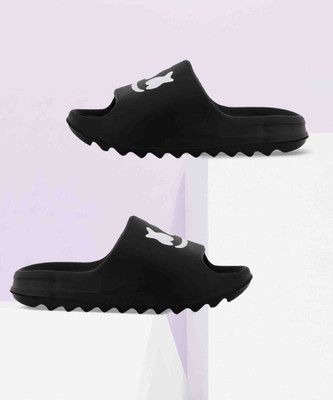 LYVI Men Pack of 1 Men's Stylish Treding Light Weight Comfortable Waterproof Black Color Slides(Black , 9)