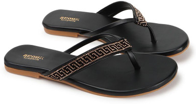 ANOUK Women Flip Flops(Black , 7)