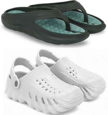 Kapani Fashion Men Slippers(Green, White , 7)