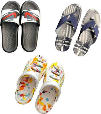 BLIBBERS Men Slippers(Black, Blue, Multicolor , 7)