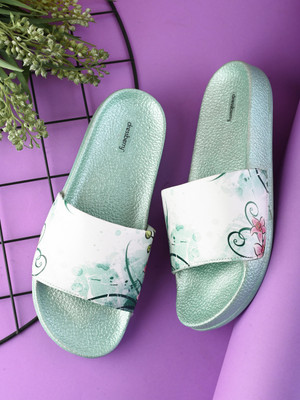 Dressberry Women Slides(Green , 3)