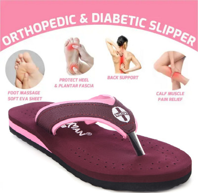 ASHUMAN Women Doctor Slipper for Women Orthopedics Diabetic Pregnancy Flat soft sole flipflop Slippers(Pink , 9)