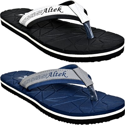 Altek Men Flip Flops(Blue, Black , 7)