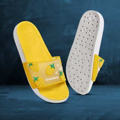 CIPTO COMFORT Women Slides(Yellow , 6)