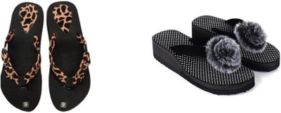 BOOMBEAUTY Women Flip Flops(Multicolor , 4)