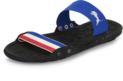 house of common Men Slides(Black, Blue , 7)