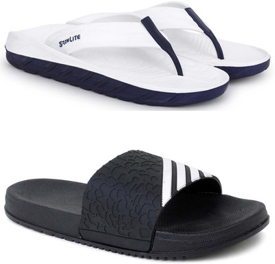 Pampy Angel Men Slippers(White, Black , 6)