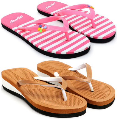 Feens Women Slippers(Pink, Brown , 6)