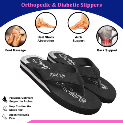 Kick up Men Ultralightweight|Premiun|Comfort|All Seasons,Ortho Slippers(Black , 6)
