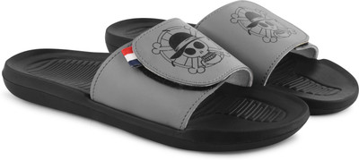 AMDRO Men Slides(Grey, Black , 9)