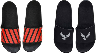 nvisan Men Slides(Red, Grey, Black , 9)