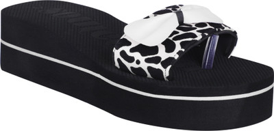 SOUL CULTURE Women Flip Flops(Black , 8)