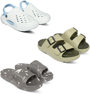 Acorn Men Slides(White, Beige, Grey , 7)