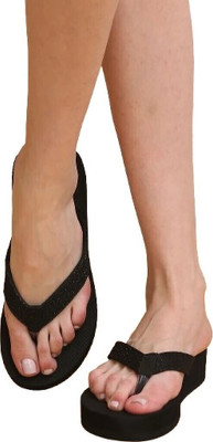 SOUL CULTURE Women Flip Flops(Black , 7)