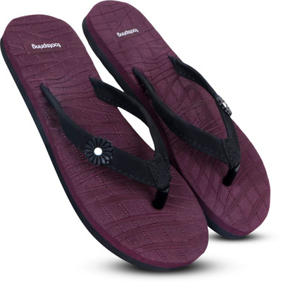 Footspring Women Flip Flops(Maroon , 8)