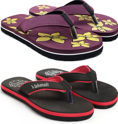 VAHMAH Women Slippers(Purple, Black , 5)