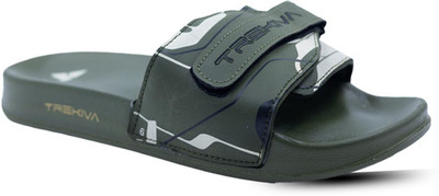 TREKIVA Men Premium Sliders Trendy Comfortable Flexible & Durable, Anti-Skid| TSG-2006 Slides(Olive , 6)