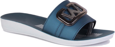Pennen Women Flip Flops(Blue , 7)