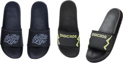 Digimahadev Men Flip Flops(Black , 6)