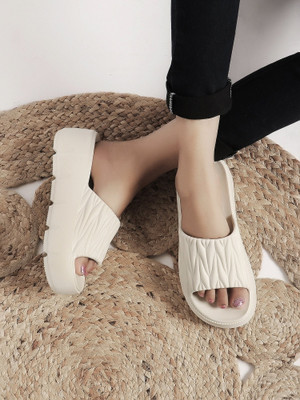 TOMSY CHOICE Women Slides(Beige , 5)