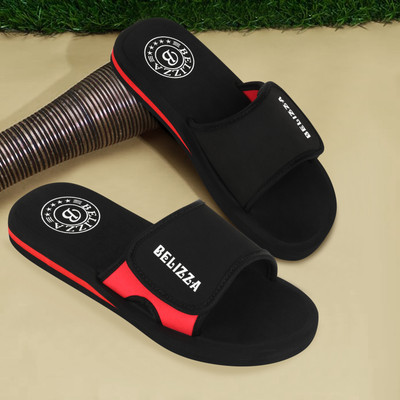 Belizza Men Slides(Black, Red , 8)