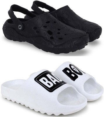 Kapani Fashion Men Clogs(Black, White , 9)