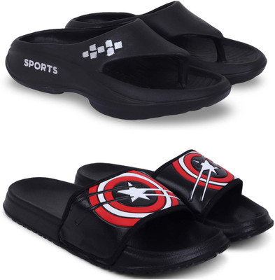Pampy Angel Men Slippers(Black, Black , 6)