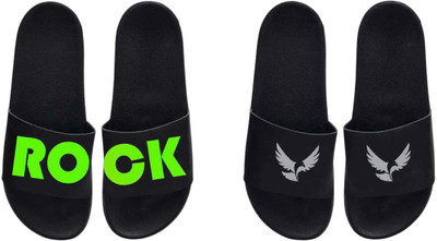 nvisan Men Slides(Grey, Green, Black , 10)
