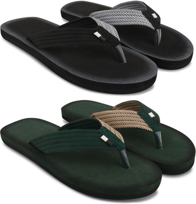 EVOK Men Comfortable Trending And Stylish Multicolor Embozing (Pack Of 2) Slippers(Multicolor , 9)
