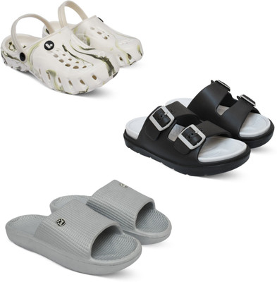 Acorn Men Slides(White, Grey, Silver , 7)