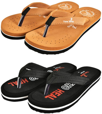 Time Jump Men Slippers(Brown, Black , 8)