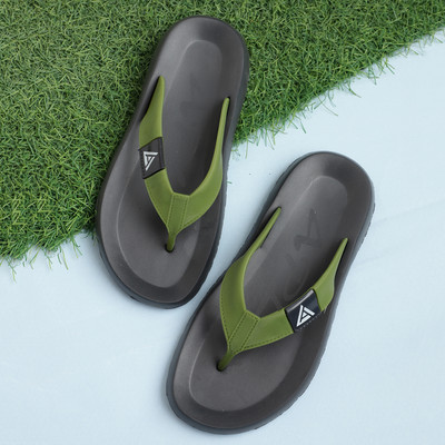 OZZOH Men Slippers(Grey, Green , 10)