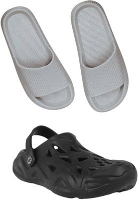 Veewalk Men Slides(Grey, Black , 6)