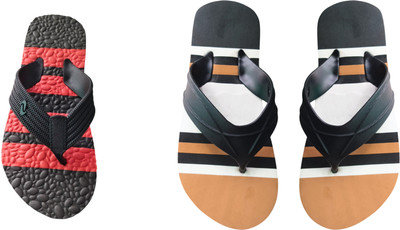 skyflip Men Slippers(Red, Brown , 6)