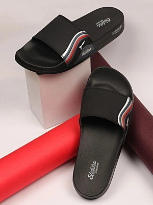 WELCOME Men Lightweight with Arch Support Durable Anti-Skid & Stylish Dailywear| Slides(Black , 9)