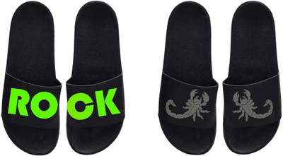 nvisan Men Slides(Grey, Green , 6)